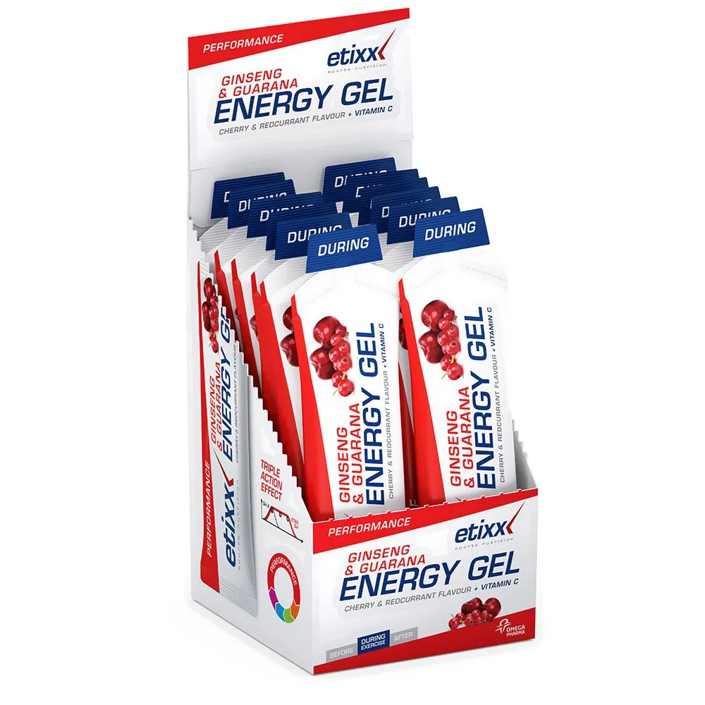 ETIXX Ginseng&Guarana Energy 12 Units Red Currant Cherry Energy Gels Box 1 ETIXX Ginseng&Guarana Energy 12 Units Red Currant Cherry Energy Gels Box