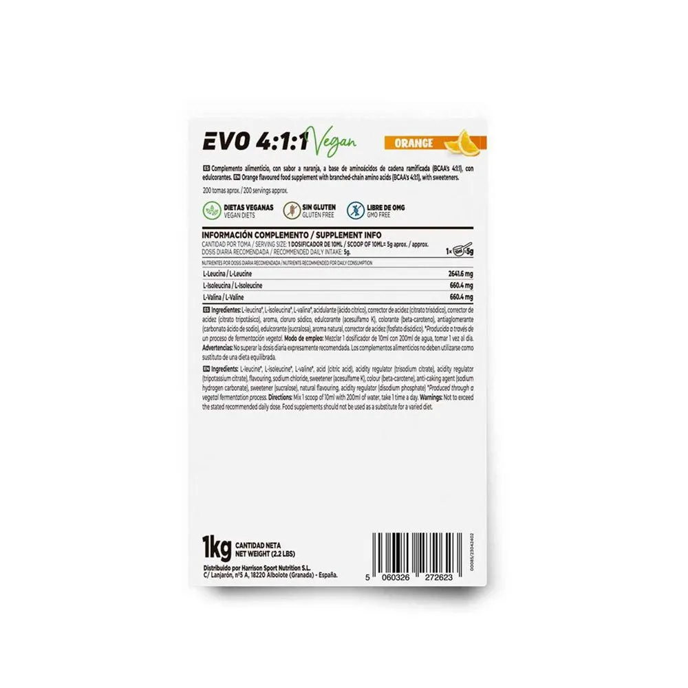 Evo 4:1:1 (Bcaainstant) Powder 1Kg Orange 2 Evo 4:1:1 (Bcaainstant) Powder 1Kg Orange - Image 2