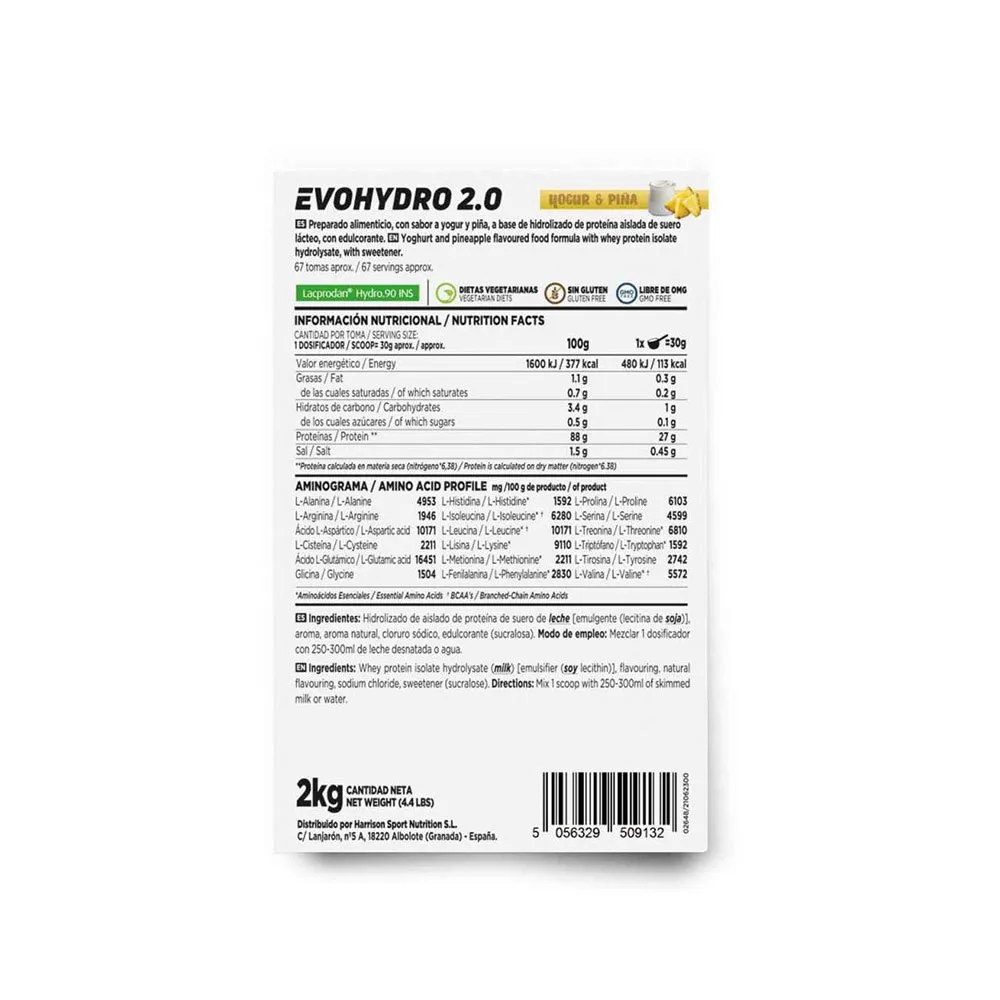 Evohydro 2.0 (hydro Whey) 2kg Yoghurt & Pineapple 2 Evohydro 2.0 (hydro Whey) 2kg Yoghurt & Pineapple - Image 2