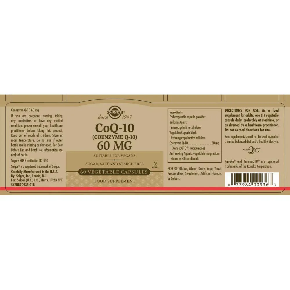 Solgar Coenzyme Q-10 60mgr 60 Units 3 Solgar Coenzyme Q-10 60mgr 60 Units - Image 3